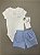 Conjunto Body Manga Curta e Short, 3 Meses, Branco e Azul Bebê, Nike - Imagem 1