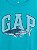Camiseta Infantil Manga Curta, Azul, Logo com Tubarão, Gap - Imagem 2