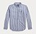 Camisa Manga Longa Infantil, Algodão Popeline, Listras Azul e Branca, Polo Ralph Lauren - Imagem 1