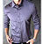 Camisa Acetinado Cinza Grafite Manga Longa Colarinho Italiano G - Imagem 1