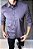 Camisa Acetinado Cinza Grafite Manga Longa Colarinho Italiano G - Imagem 2