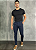 Calça Alfaiataria Skinny Azul Marinho Com Regulagem Lateral - Imagem 1