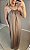 Vestido longo com decote nas costas marrom claro - Imagem 5