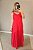 Vestido longo em viscolinho c babado vermelho - Imagem 2