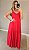 Vestido longo em viscolinho c babado vermelho - Imagem 1