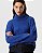 Blusa Tricot Canelada Gola Alta Azul - Imagem 1