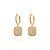 Brinco argola com pingente retangular cristal dourado - Imagem 1