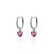 Argola com coração pendurado pink na prata 925 - Imagem 1
