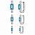 Trio de argola com pedra retangular sky blue - Imagem 1