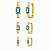 Trio de argola com pedra retangular sky blue - Imagem 1