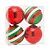Bolas de Natal Vermelha  e com Listas Verde e Branca 4 Unid. - 10cm - Imagem 1