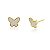Brinco Borboleta Branco Dourado - Imagem 1