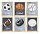 Kit quadro esporte bolas decorativo quarto criança enxoval bebê menino - Imagem 1