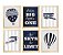 Kit quadro balão aviação decorativo quarto criança enxoval bebê menino - Imagem 1