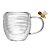 Xícaras Café Kit 2 Vidro Parede Dupla 80ml Lovely Bee Abelha - Imagem 2