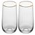 Kit 2 Copos Altos Lines Borda Dourada 450ml Vidro Fino - Imagem 1