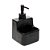 Dispenser Porta Sabão E Suporte Esponja 430ml Cerâmica Pia Preto - Imagem 1