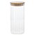 Pote Hermético De Vidro Canelado 1L Tampa De Bambu 20cm - Imagem 4