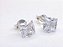 Brinco Masculino Feminino de Prata 925 Zirconia Cúbica Quadrado 6 mm - Imagem 1