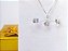Conjunto Feminino de Colar e Brinco Prata Pura 925 Zircônia Coração - Imagem 1