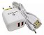 Carregador de Celular C/2 Entrada Usb e Cabo V8 Le-496 Micro - Imagem 3