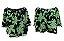 Blusa Feminina Plus Size Viscolinho Decote Canoa Mangas com Abertura nas Laterais  Fundo Preto Estampa Verde - Imagem 1