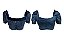 Cropped Jeans Leve Manga Bufante com Fecho em Zipper Atrás Tonalidade Média - Imagem 1