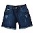 Short Plus Size Feminino Jeans Lavado Puido com Dobra na Barra Desfiada - Imagem 1