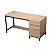 Escrivaninha reta para Home Office com módulo de gavetas em MDF e Metal preto. - Imagem 4