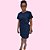 Vestido Gola Redonda Com Cinta em Moletinho Azul - Imagem 1