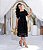 Vestido  Renda Midi Manga Com Recorte 8327 - Imagem 1