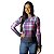 Camisa Country BRK Feminina Xadrez Azul e Rosa Brk com UV50 + - Imagem 2