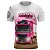 Camiseta de Caminhão BRK Aqui Tem Pressão Branca e Rosa com UV50+ - Imagem 1