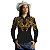 Camisa Country BRK Feminina Dourada e Preto Boiadeira com UV50 + - Imagem 3