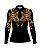 Camisa Country BRK Feminina Dourada e Preto Boiadeira com UV50 + - Imagem 1