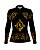 Camisa Country BRK Feminina Boiadeira Dourado e Preto com UV50 + - Imagem 1