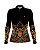 Camisa Country BRK Feminina Dourada e Preto Onça com UV50 + - Imagem 1