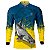 Camisa de Pesca BRK Masculina Azul e Amarelo Piraíba com UV50 + - Imagem 1