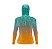 Camisa FusionX Feminina Brk Deep Azul Laranja com Capuz e Proteção Solar UV50+ - Imagem 1