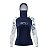 Camisa FusionX Feminina Brk Deep Azul Detalhe Folhas com Capuz e Proteção Solar UV50+ - Imagem 1