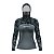 Camisa FusionX Feminina Brk Deep Camuflada Parcial Cinza com Capuz e Proteção UV50+ - Imagem 1