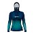 Camisa FusionX Feminina Brk Azul Celeste Estrelas com Capuz e Proteção UV50+ - Imagem 1
