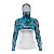 Camisa FusionX Feminina Brk Marine Camuflada Azul Branco com Capuz e Proteção UV50+ - Imagem 1