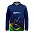 Camisa de Pesca Infantil Brk Azul Bandeira do Brasil Garateia com Proteção UV50+ - Imagem 1