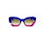 Óculos de Sol Gustavo Eyewear G108 4. Cor: Azul translúcido, fumê e violeta . Haste azul. Lentes cinza. - Imagem 1