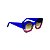Óculos de Sol Gustavo Eyewear G108 4. Cor: Azul translúcido, fumê e violeta . Haste azul. Lentes cinza. - Imagem 2