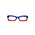 Armação para óculos de Grau Gustavo Eyewear G34 7. Cor: Azul, fumê e vermelho translúcido. Haste marrom. - Imagem 1