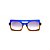 Óculos de Sol Gustavo Eyewear G114 3. Cor: Azul e caramelo translúcido. Haste animal print. Lentes cinza. - Imagem 1