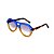 Óculos de Sol Gustavo Eyewear G113 2. Cor: Azul e caramelo translúcido. Haste animal print. Lentes cinza. - Imagem 3