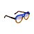 Óculos de Sol Gustavo Eyewear G113 2. Cor: Azul e caramelo translúcido. Haste animal print. Lentes cinza. - Imagem 2